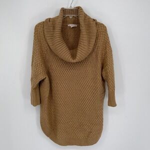 Cb Established 1962 Women's Tan Cowl Neck Basketweave Knit Dolman Sweater Size M